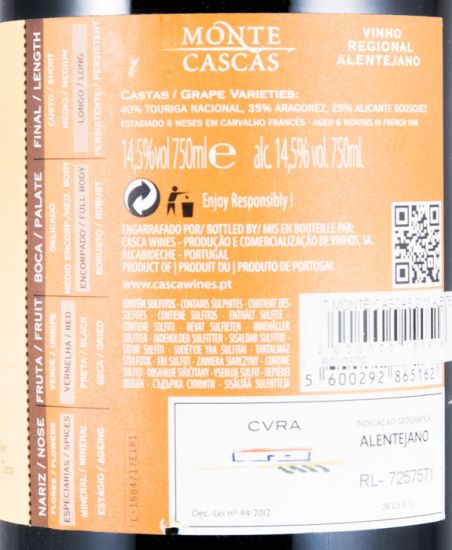 2016 Monte Cascas Alentejo red