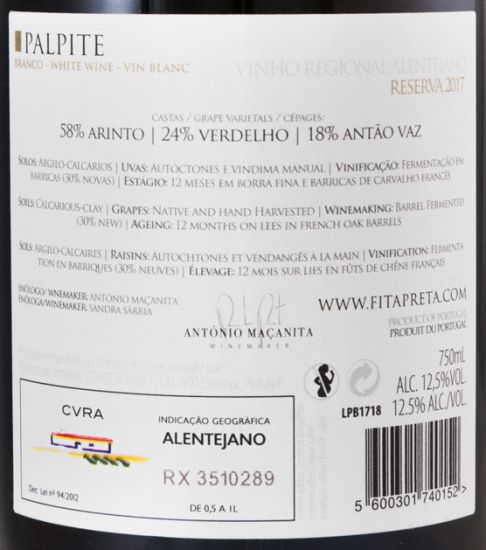 2017 António Maçanita Palpite Reserva branco
