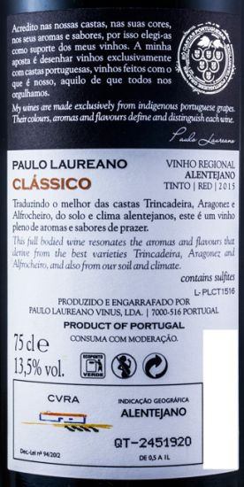 2015 Paulo Laureano Clássico tinto