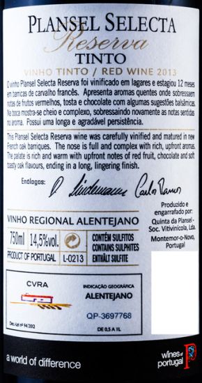 2013 Plansel Selecta Reserva tinto