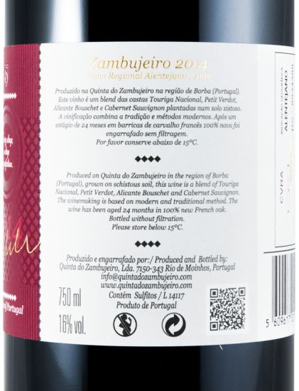 2014 Zambujeiro tinto
