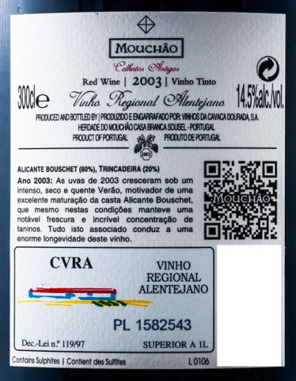2003 Mouchão Colheitas Antigas tinto 3L