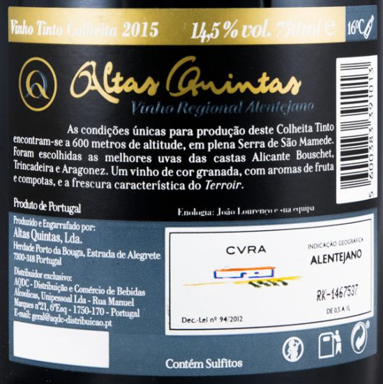 2015 Altas Quintas Colheita tinto