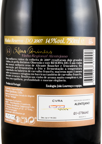 2007 Altas Quintas Reserva-Do red