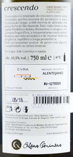2017 Altas Quintas Crescendo white