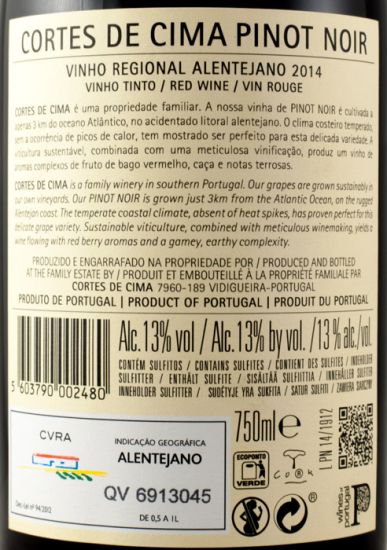 2014 Cortes de Cima Pinot Noir red