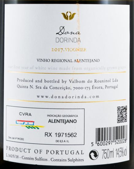 2017 Dona Dorinda Viognier Reserva branco
