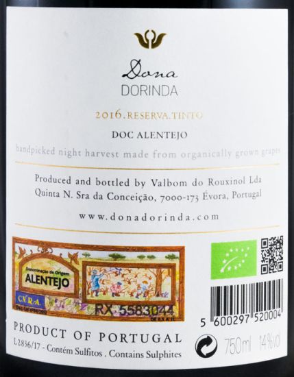 2016 Dona Dorinda Reserva organic red