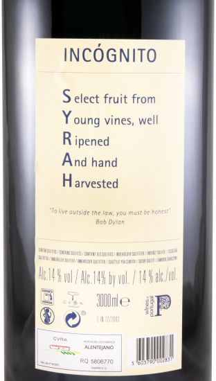 2012 Cortes de Cima Incógnito red 3L
