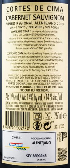 2013 Cortes de Cima Cabernet Sauvignon tinto