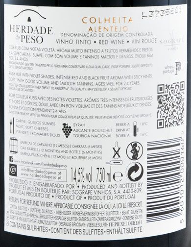 2015 Herdade do Peso Colheita red