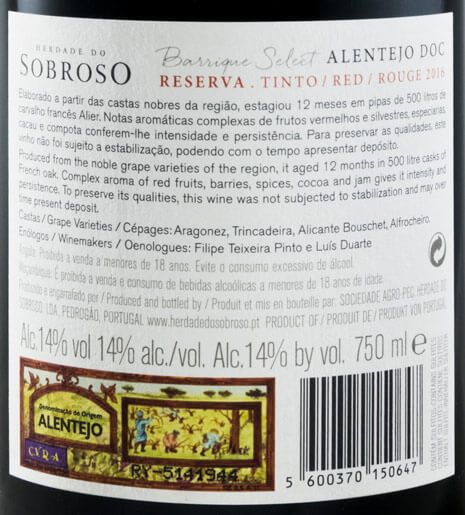 2016 Herdade do Sobroso Reserva Barrique Select red