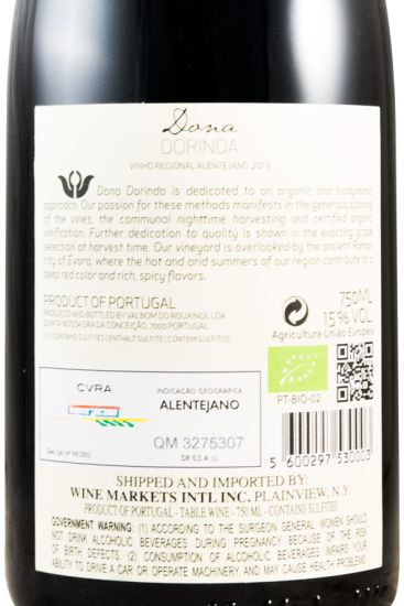 2013 Dona Dorinda Reserva biologico red