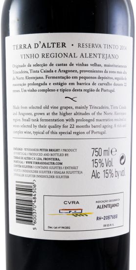 2014 Terra D'Alter Reserva red