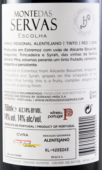 2016 Monte das Servas Escolha tinto