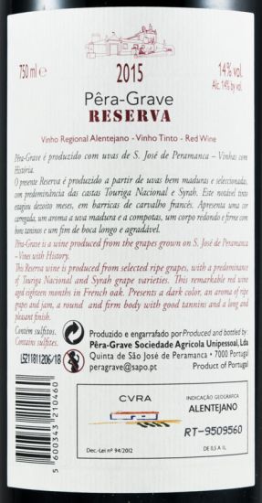 2015 Pêra-Grave Reserva red