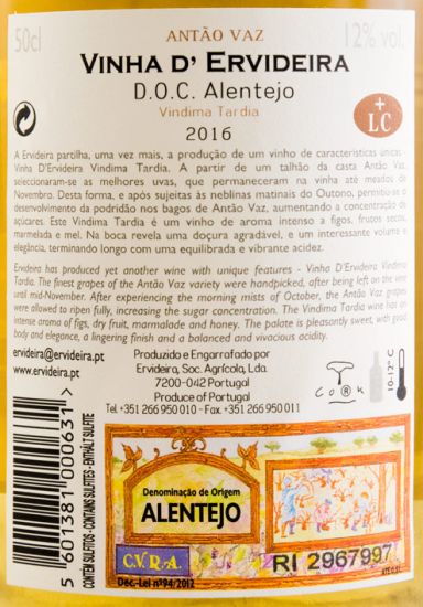 2016 Vinha D'Ervideira Vindima Tardia branco 50cl