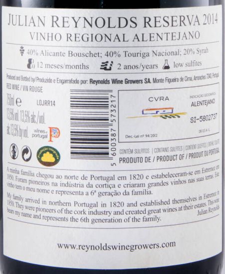 2014 Julian Reynolds Reserva red