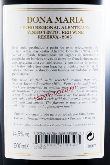 2005 Júlio Bastos Dona Maria Reserva red 1.5L