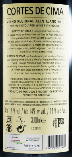2013 Cortes de Cima tinto 3L