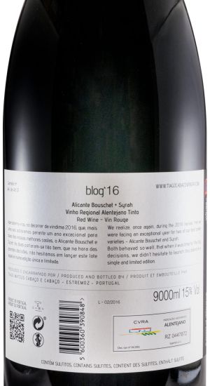 2016 Blog Alicante Bouschet + Syrah by Tiago Cabaço tinto 9L