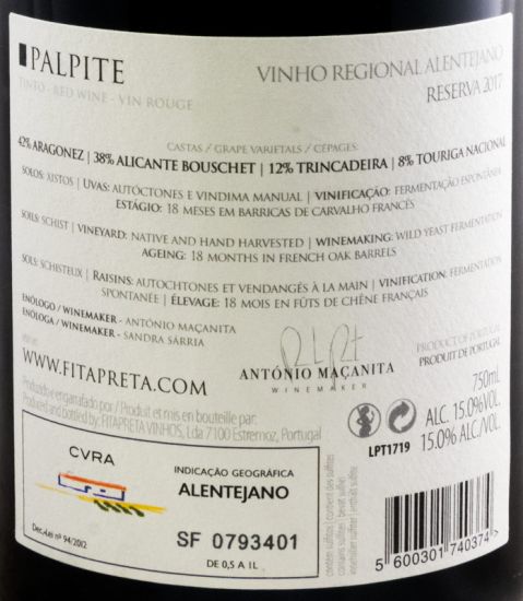2017 António Maçanita Palpite Reserva red