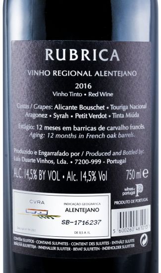 2016 Rubrica tinto