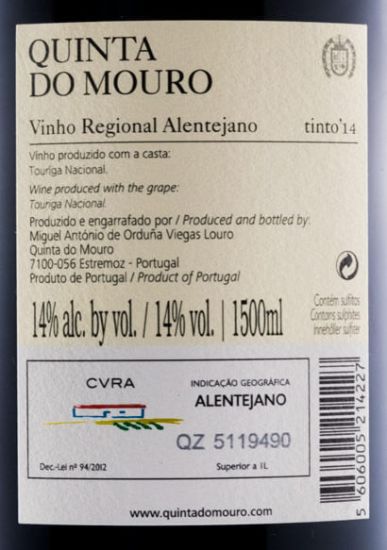 2014 Quinta do Mouro Touriga Nacional tinto 1,5L
