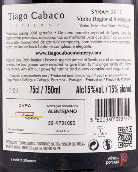 2017 Tiago Cabaço Syrah tinto