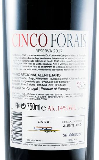 2017 Cinco Forais Reserva red