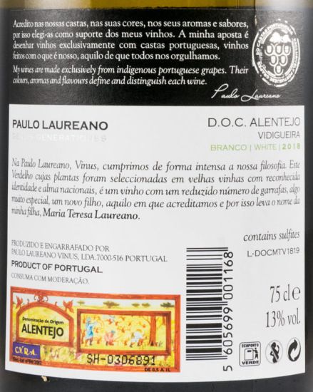 2018 Paulo Laureano Maria Teresa Laureano Verdelho Vinhas Velhas white