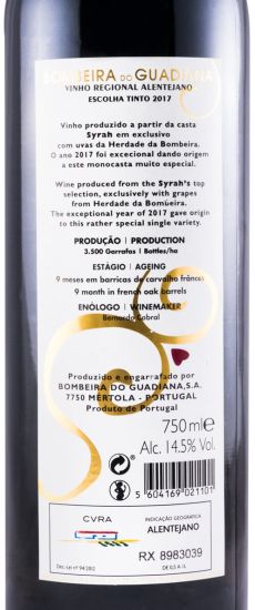 2017 Bombeira do Guadiana Syrah Escolha red