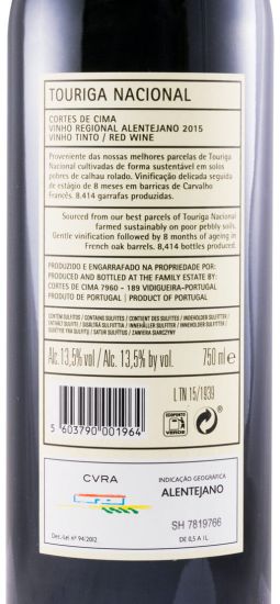 2015 Cortes de Cima Touriga Nacional tinto