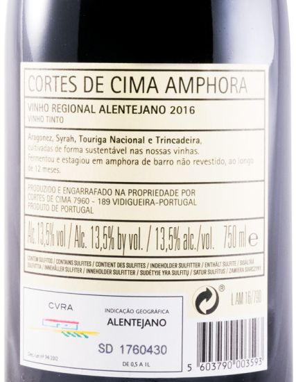 2016 Cortes de Cima Amphora red