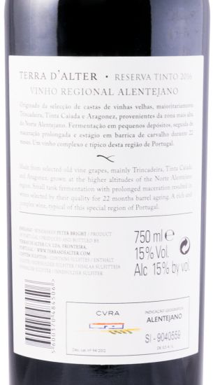 2016 Terra D'Alter Reserva red