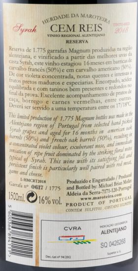 2018 Herdade da Maroteira Cem Reis Syrah Reserva 1,5L