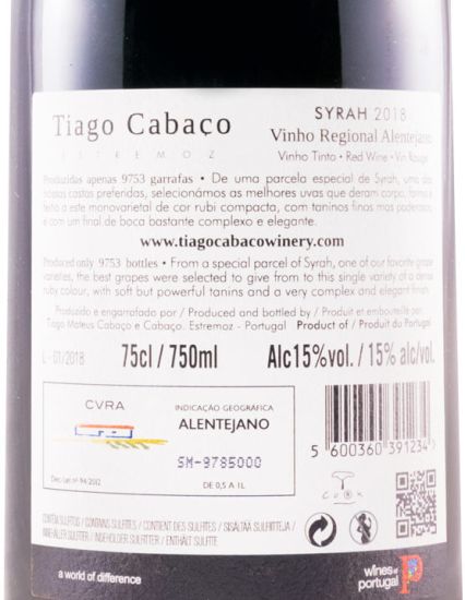 2018 Tiago Cabaço Syrah tinto