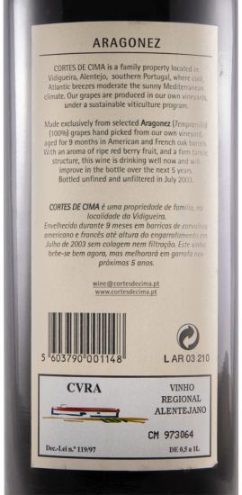 2002 Cortes de Cima Aragonez red