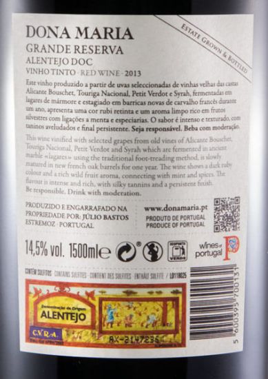 2013 Júlio Bastos Dona Maria Grande Reserva tinto 1,5L