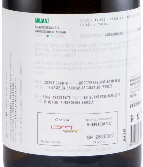 2018 Milmat Reserva white