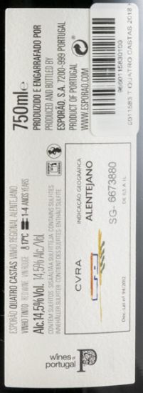 2018 Herdade do Herdade Quatro Castas red