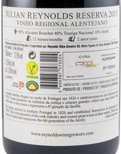 2015 Julian Reynolds Reserva red