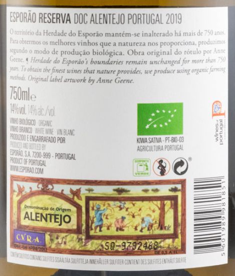 2019 Esporão Reserva biológico branco