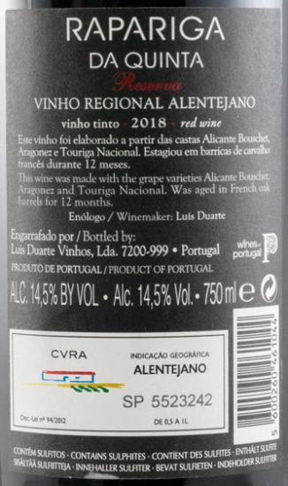2018 Rapariga da Quinta Reserva tinto