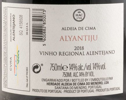 2018 Herdade Aldeia de Cima Alyantiju red