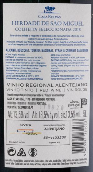 2018 Herdade de São Miguel Colheita Seleccionada red 5L