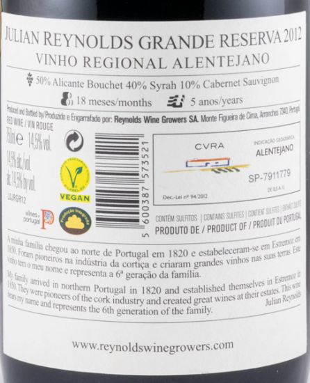 2012 Julian Reynolds Grande Reserva red
