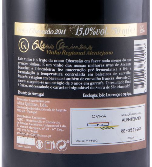 2011 Altas Quintas Obsessão tinto