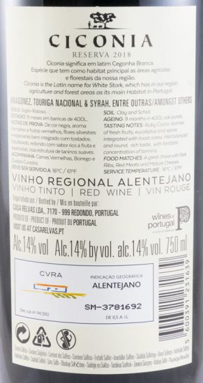 2018 Ciconia Reserva red
