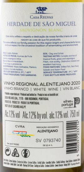 2020 Herdade de São Miguel Sauvignon Blanc white